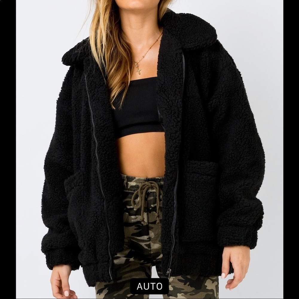 I AM GIA Black Sherpa/ Teddy Jacket